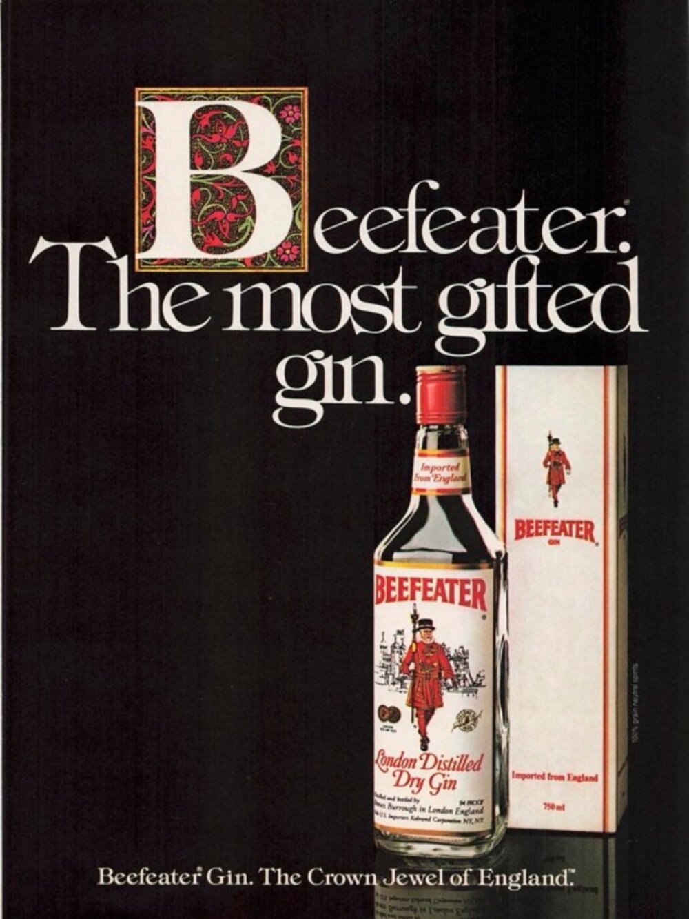 1983 Beefeater Gin Vintage Print Ad London Distilled Dry Gin Crown Jewel of Engl